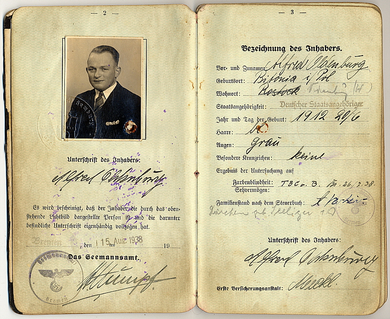 Alfred Oldenburg 2. Seefahrtsbuch