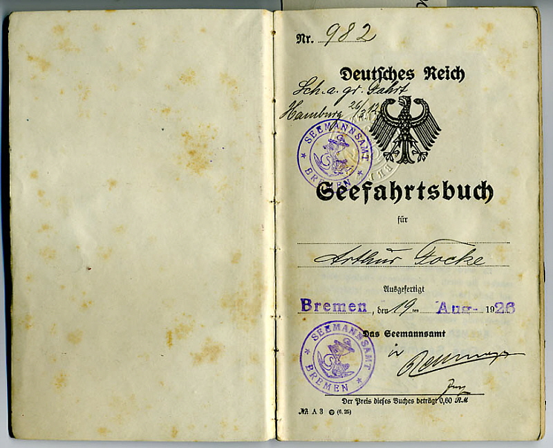 Arthur Focke Viertes Seefahrtsbuch