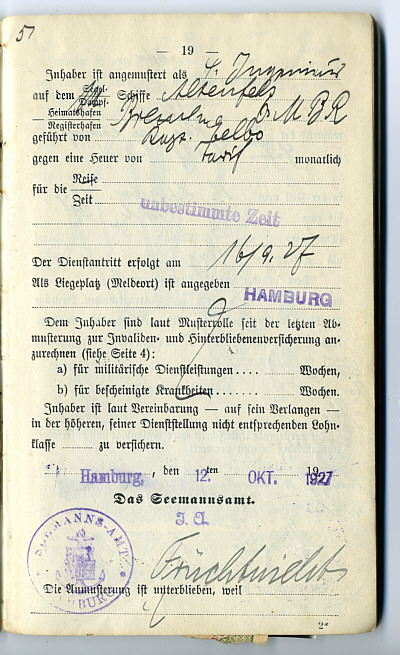 Seefahrtsbuch Georg Wichmann