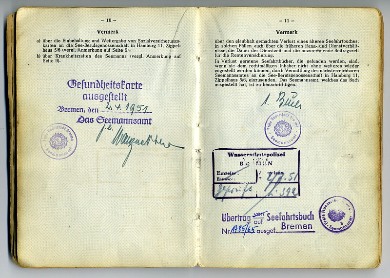 Seefahrtsbuch Horst Kegel