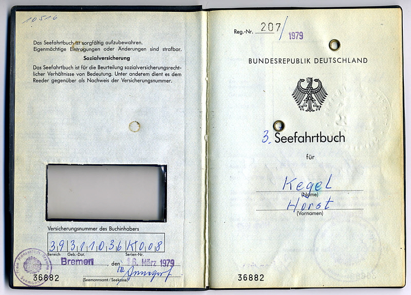 Seefahrtsbuch Horst Kegel