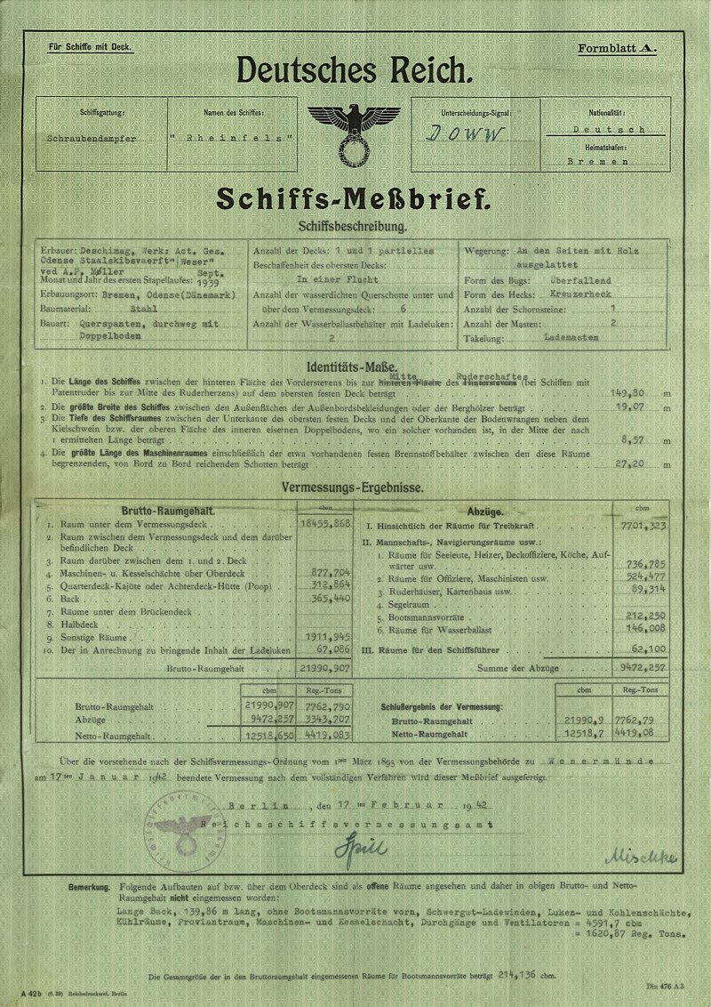 Schiffsmess-Brief RHEINFELS (4)