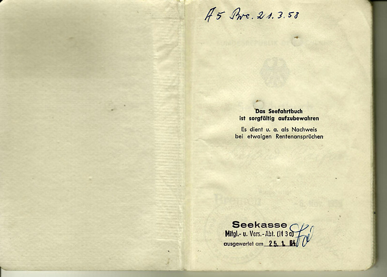 Seefahrtsbuch Siegfried Palfner