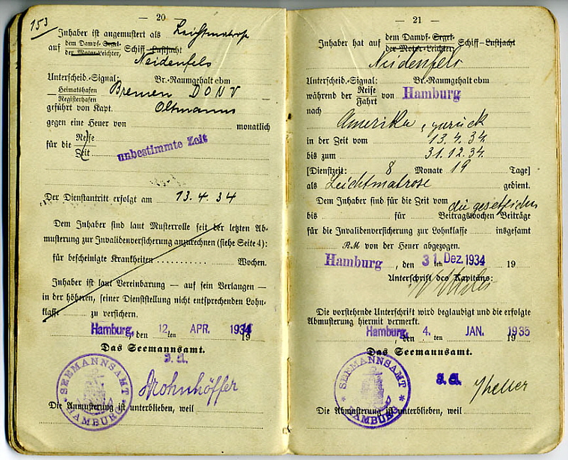 Seefahrtsbuch Wilhelm Ecken - NEIDENFELS (2)